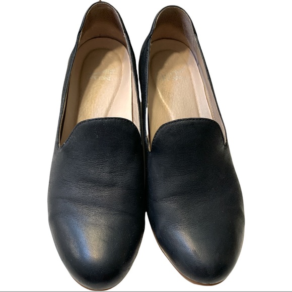 Dansko Preston Pump Wooden Black Leather Loafer Stacked Closed Toe Block Heel - Picture 2 of 12